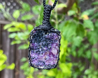 Charoite necklace for women, charoite jewelry handmade, Russian stone necklace men, spiritual necklace for mom, macrame necklace for men,