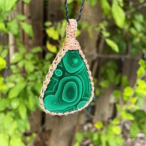 Malachite Necklace for women, Malchite jewelry handmade, Macrame gemstone pendant, macrame necklaces for women, macrame necklace for men image 4