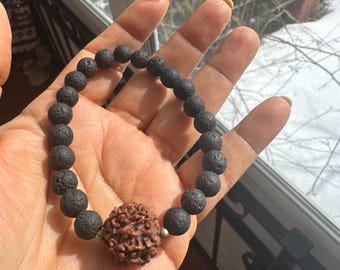 LAVA STONE RUDRAKSHA bracelet healing protection yoga jewelry