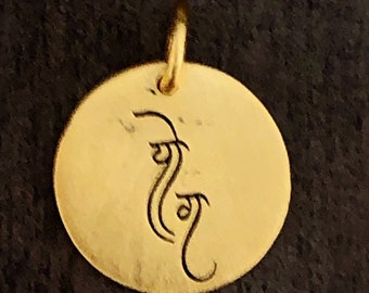 Engraved necklace for women,gold necklaces for women,calligraphy Sanskrit mantra necklace,gold pendant,hindu spiritual jewelry, yoga jewelry