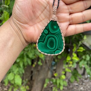 Malachite Necklace for women, Malchite jewelry handmade, Macrame gemstone pendant, macrame necklaces for women, macrame necklace for men image 8