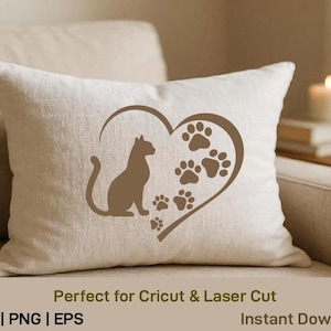 Katttass SVG, katthjärta Svg, present till husdjursälskare, kattmamma Svg, Cricut Cut-fil, laserskärning, silhuett Dxf Png Eps, direktnedladdning bild 8
