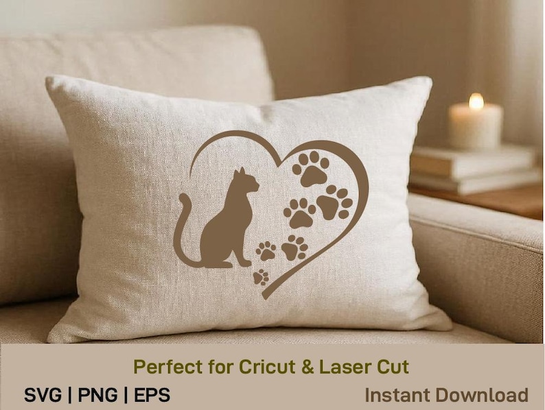 Katttass SVG, katthjärta Svg, present till husdjursälskare, kattmamma Svg, Cricut Cut-fil, laserskärning, silhuett Dxf Png Eps, direktnedladdning bild 8