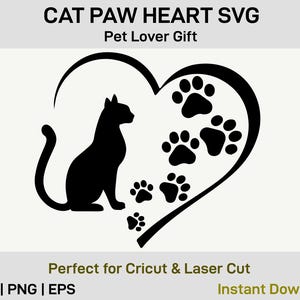 Katttass SVG, katthjärta Svg, present till husdjursälskare, kattmamma Svg, Cricut Cut-fil, laserskärning, silhuett Dxf Png Eps, direktnedladdning bild 10