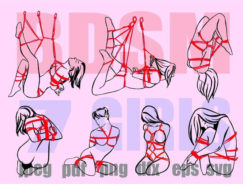 Ensemble de positions BDSM SVG, dessin animé pervers, art fétiche (fichiers numériques) image 10