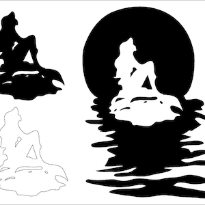 Little Mermaid, Ariel, Sunset, Water, Fins, Digital, Download, TShirt, Cut File, SVG, Transfer