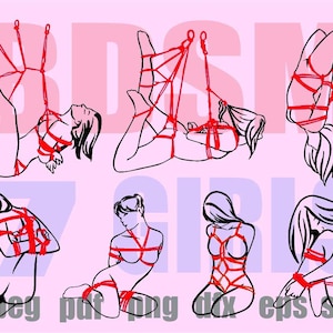 Ensemble de positions BDSM SVG, dessin animé pervers, art fétiche (fichiers numériques) image 2