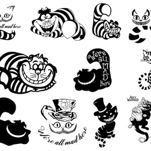 Alice in Wonder, Katze, Clipart, Katzenbündel, Alice, Katzenset, Katze, Cricut, Katze, Katze mit Schwanz, Papercut, Scherenschnitt, CRICUT