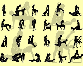 Kama sutra sexe positions SVG Bundle, bonhomme allumette silhouette (téléchargement numérique)