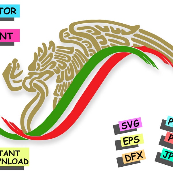 Mexico Coat of Arms SVG - Eagle Escudo SVG for Stickers & Decals -Cricut Ready,Aguila escudo de Mexico SVG,Eagle coat of arms of Mexico Svg,