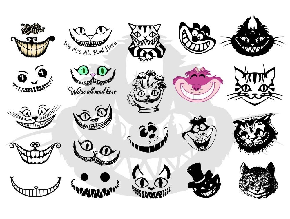 Alice in Wonder Svg Cat Smile Svg Set Cat Head Bundlealice - Etsy UK