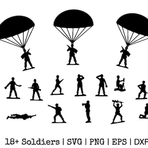 Army Men SVG Bundle, 18 Toy Soldier Silhouettes, Military Clipart, Kids Birthday Svg, Cricut Cut File, Dxf Png Eps, Instant Download