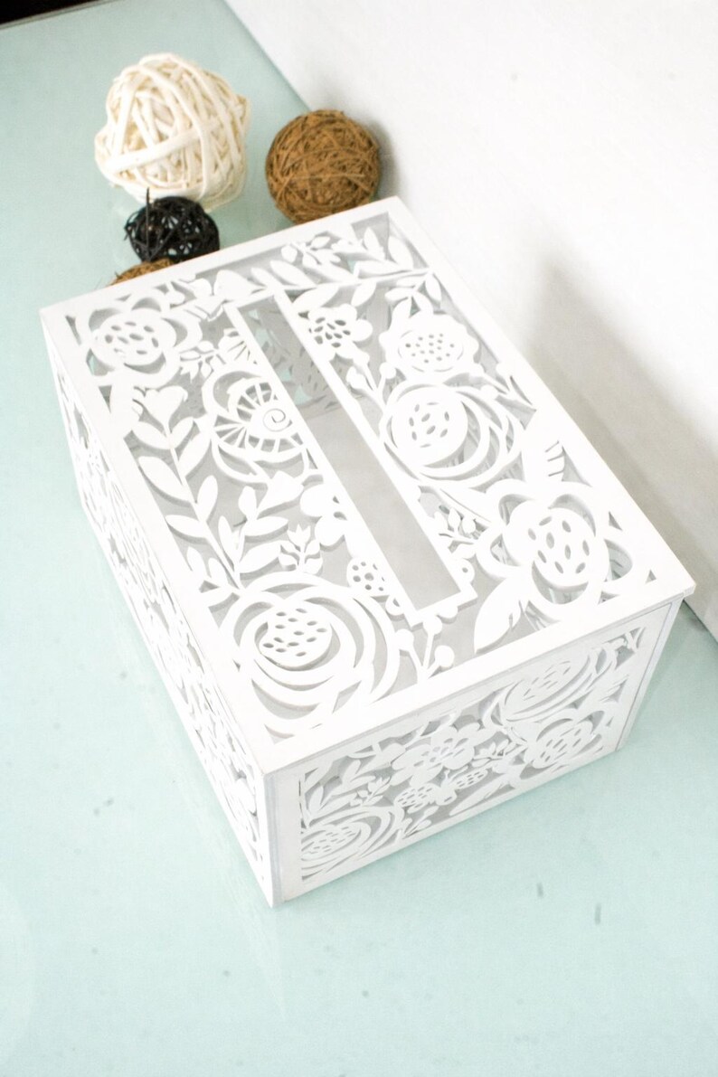 Floral Lace Wedding Card Box | White Keepsake Money Holder - Etsy