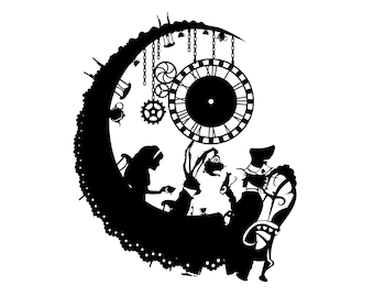 Tea Party svg, Mad Hat svg, Alice Svg,Alice in Wonder Svg,Rabbit svg, Clock svg, Silhouette, svg,cricut, steampunk (Digital Files)