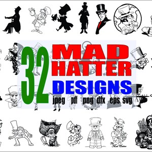 Mad HAT Set, 32 Mad Hats Set Svg, Mad svg, Wonder Svg Silhouette, svg, Tale land svg, tea svg, cricut, Hat Mad, svg, sombrero para Cricut