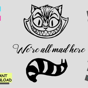 Alice in Wonder Cat SVG: Chesh Cat Tail, Tea Party (Digital Download)