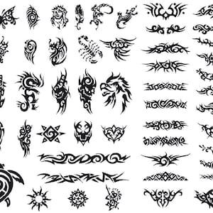 Tattoo tribal SVG , 50 tattoo set, tattoo pattern svg, Vector Layered Cut File Silhouette Cameo Cricut Design Stencil Vinyl Decal Tshirt Svg