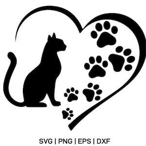 Katzenpfoten SVG, Katzenherzen SVG, Haustier Liebhaber Geschenk, Katzen Mama Design, Cricut Schnitt Datei, Laser geschnitten, Silhouette Dxf Png Eps, Instant Download