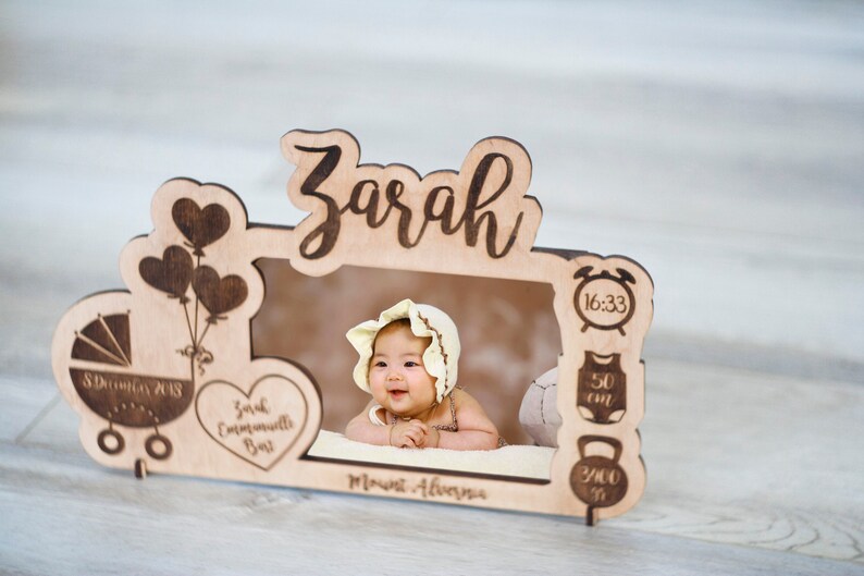 Newborn Baby girl Picture Frame Personalized Birth Etsy