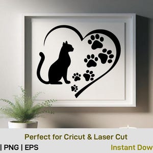 Katttass SVG, katthjärta Svg, present till husdjursälskare, kattmamma Svg, Cricut Cut-fil, laserskärning, silhuett Dxf Png Eps, direktnedladdning bild 7