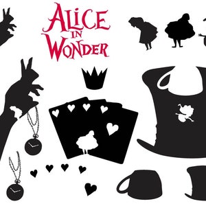 Alice in Wonder SVG: Katze Silhouette Clipart für CricutAlice Clipart, Alice und Katze svg, (Instant Download)