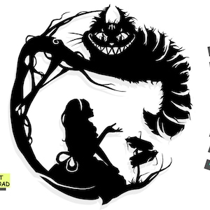 Alice in Wunder SVG: Chesh Katzensilhouette (Digitale Dateien)