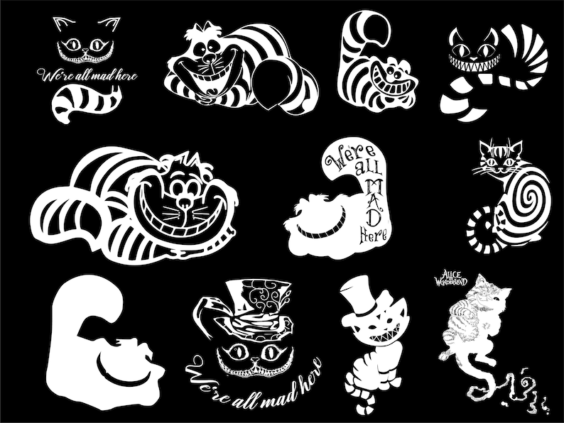 Download Cheshire cat svg Alice in wonderland svg Cheshire Cat set ...