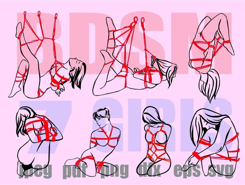Ensemble de positions BDSM SVG, dessin animé pervers, art fétiche (fichiers numériques) image 6