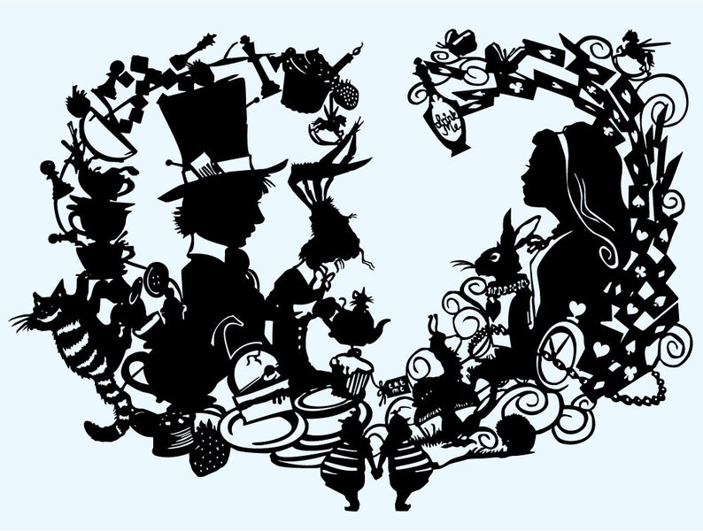 Download Alice in Wonderland Mad hatter svg White Rabbit svg Clock | Etsy