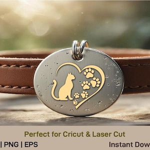 Katttass SVG, katthjärta Svg, present till husdjursälskare, kattmamma Svg, Cricut Cut-fil, laserskärning, silhuett Dxf Png Eps, direktnedladdning bild 4