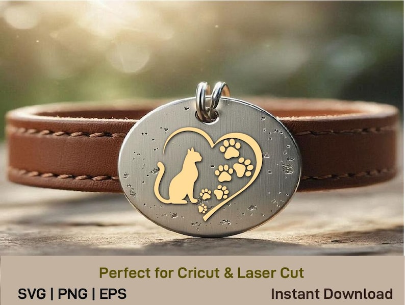 Katttass SVG, katthjärta Svg, present till husdjursälskare, kattmamma Svg, Cricut Cut-fil, laserskärning, silhuett Dxf Png Eps, direktnedladdning bild 4
