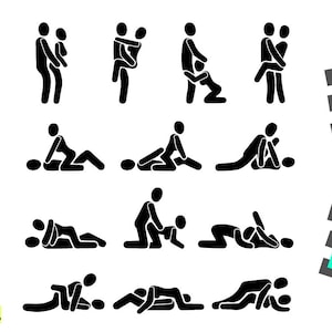 Kama Sutra Strichmännchen SVG-Set, Sex Positionen Bundle (digitaler Download)