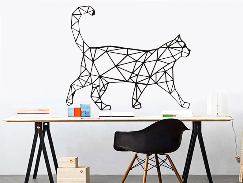 Polygonal Cat svg cat wall decal svg Walking cat svg Etsy