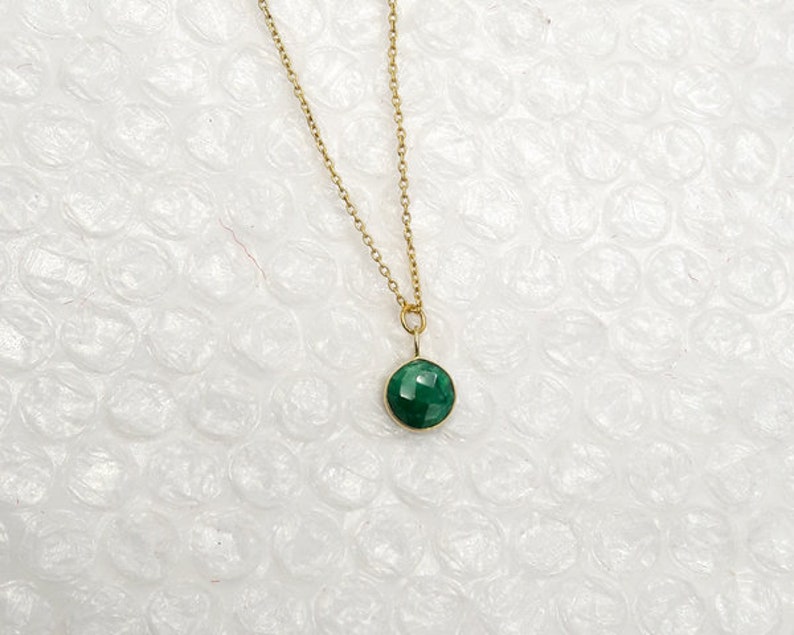 Dainty Golden Emerald necklace,Green color /& precious necklace,birthday gift May Birthstone necklace,925 silver necklace,Gift for her,Trendy