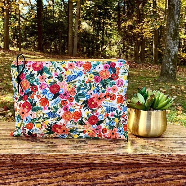 Rifle Paper Co Cosmetic Bag, Clutch, Zipper Pouch; Wildwood Rifle Paper Co Fabric