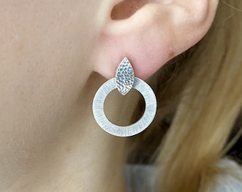 Sterling Silver Circle Dangle Earrings: Artsy Statement Jewelry