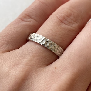 Textured Sterling Silver Wedding Band - 4mm Unisex Ring