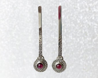 Handgefertigte Rhodolith Granat Sterling Silber Ohrringe