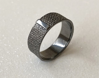 Black men's ring, Black rhodium plated men's ring, Gift for him, Unisex silver ring, Gift idea for boyfriend, Gift idea for husband