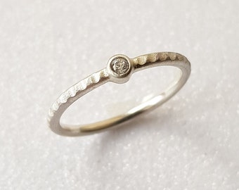 Dainty & elegant 14k white gold engagement ring, Delicate solid gold proposal ring, Minimalist diamond ring, Tiny diamond engagement ring