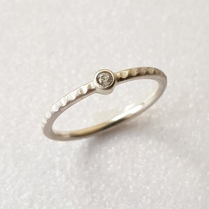 Dainty & elegant 14k white gold engagement ring, Delicate solid gold proposal ring, Minimalist diamond ring, Tiny diamond engagement ring