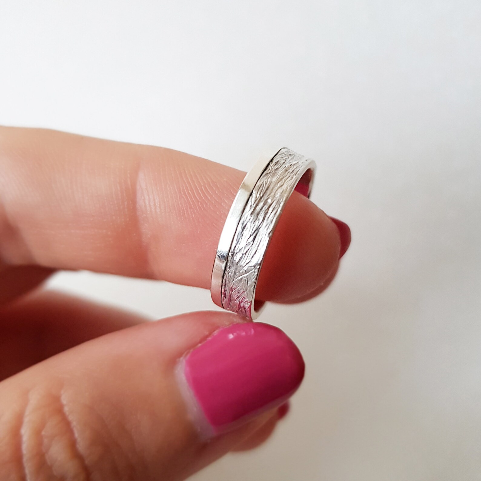 Modern Solid 14K Gold Wedding Rings Set, Matching Wedding Rings