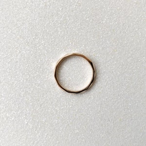 Thin faceted solid 14k gold ring, Minimalist gold stacking ring, Thin rose gold wedding ring, Delicate rose gold ring, Dainty rose gold ring image 5