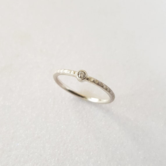 Elegant 14k White Gold Engagement Ring Delicate Solid Gold Etsy
