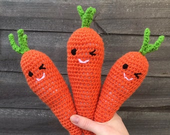 Crochet Carrot Friend Toy // Cute Crochet // Fruit & Veg Friends // Vegetables // Carrots // Veg Box