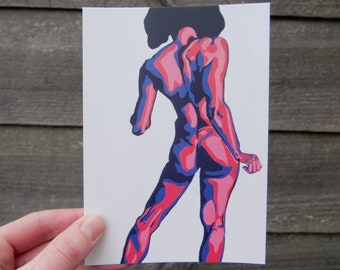 Nudes A6 Postcard Print // Digital Print // Colour Pop Postcard // Nudie Lady Print // Naked Figure Print