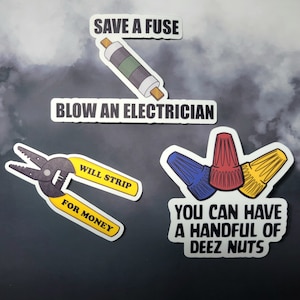 Electrician Vinyl Sticker Bundle, Waterproof, Electrician Humor, Electrical, Sparky, Construction Men, Hard Hats, made by Artsy not Craftsy