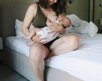 Sujetador de lactancia tipo faja, bralette de algodón para la lactancia materna, cuidado posparto.