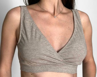 Sujetador de lactancia cruzado, bralette de algodón para dar el pecho, artículos básicos de maternidad