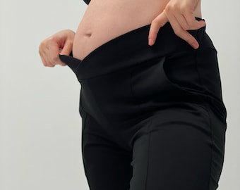 Mutterschaftshose, Baumwolle Schwangerschaft Jogger, Hose unter dem Bauch, Umstandsmode
